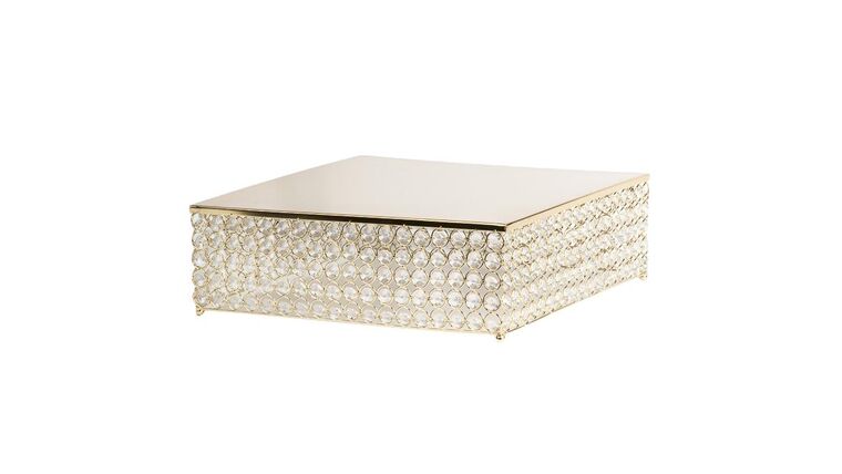 Square 18″x18″ Crystal Cake Stand – Gold Plated | Rental Square 18″x18″ Crystal Cake Stand – Gold Plated | Rental
