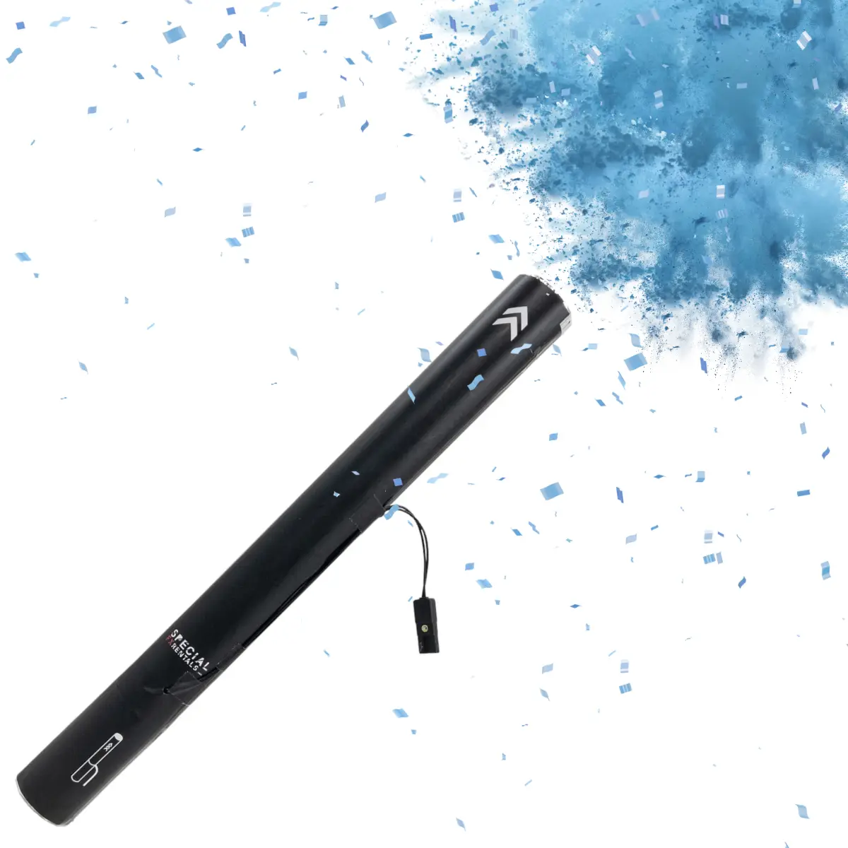 Gender Reveal 19″ Blue Powder and Confetti Electric Cannon | Rental