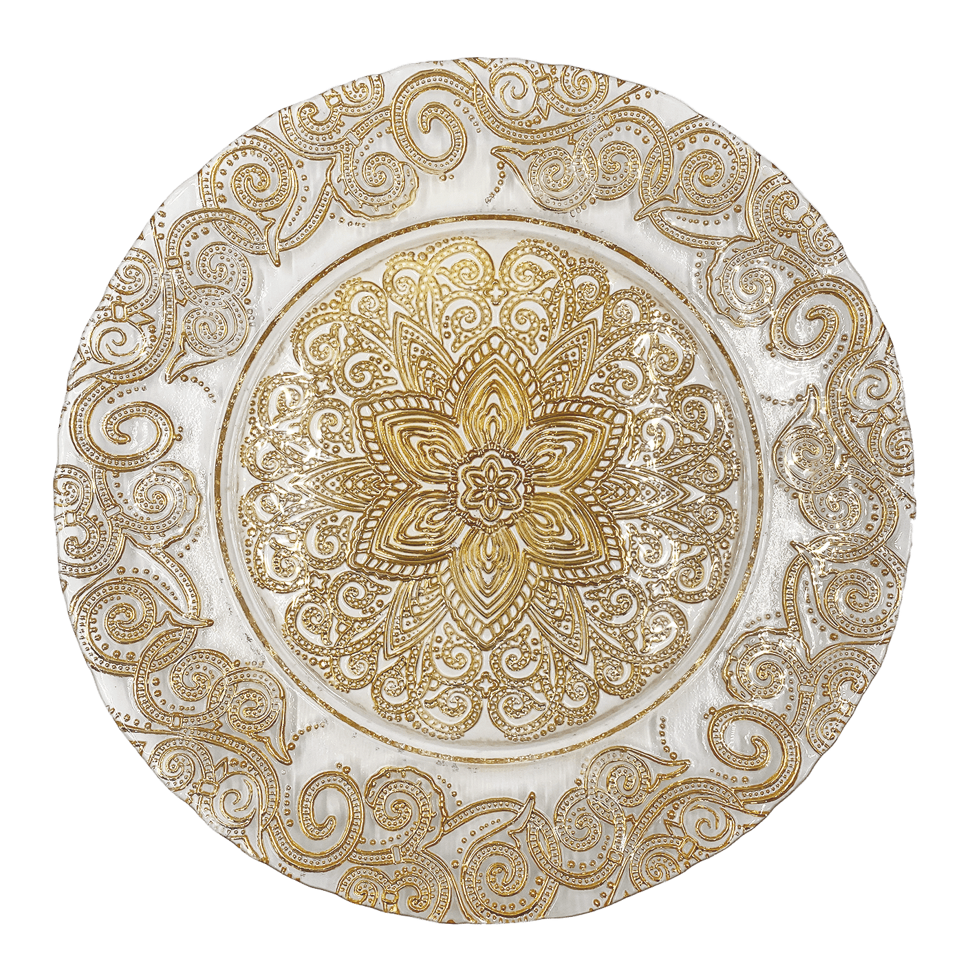 Henna – Glass Charger Plate in Gold (Item # 0294) | Rental Henna – Glass Charger Plate in Gold (Item # 0294) | Rental