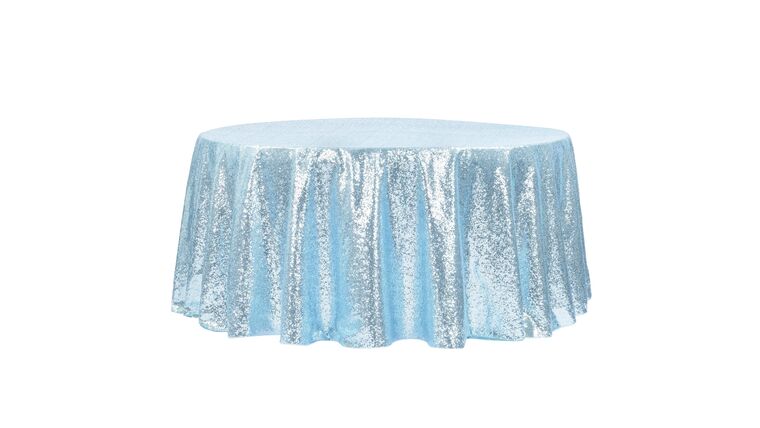 Glitz Sequins 120″ Round Tablecloth – Baby Blue | Rental