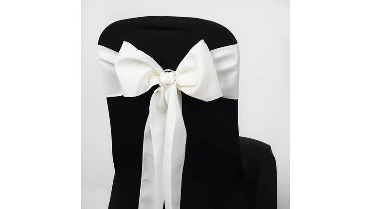 6″ W x 106″ L Ivory Polyester Sash | Rental