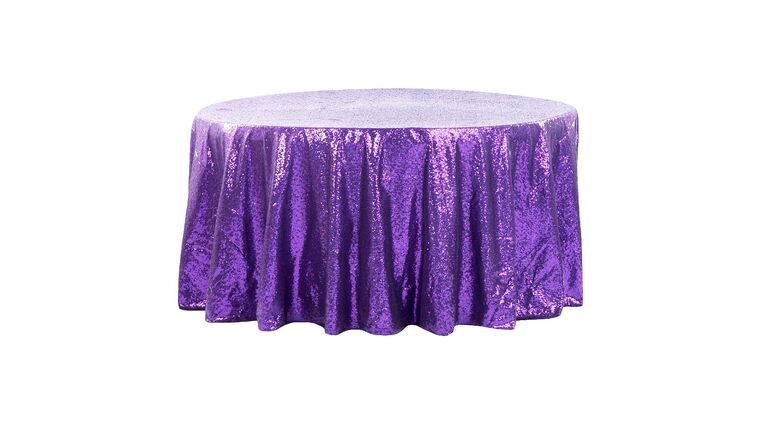 Glitz Sequins 120″ Round Tablecloth – Purple | Rental