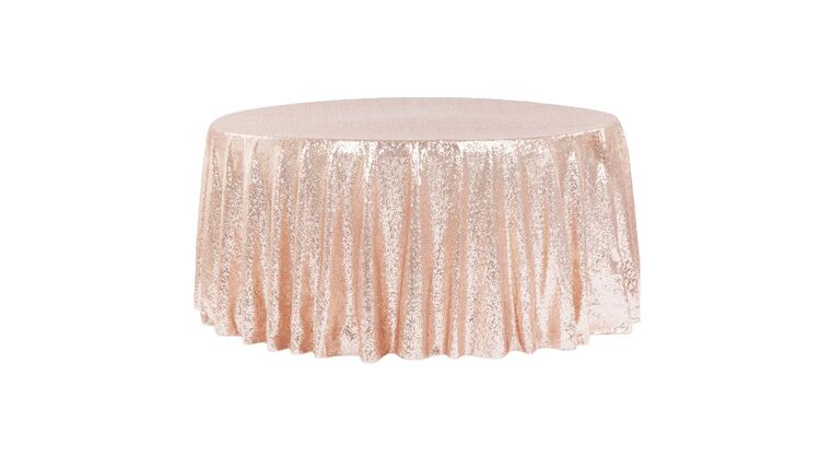 Glitz Sequins 120″ Round Tablecloth – Blush/Rose Gold | Rental