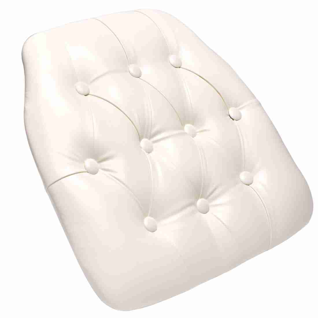 White 1.75″ Thick Vinyl Tufted Panel Chiavari Chair Cushion | Rental White 1.75″ Thick Vinyl Tufted Panel Chiavari Chair Cushion | Rental