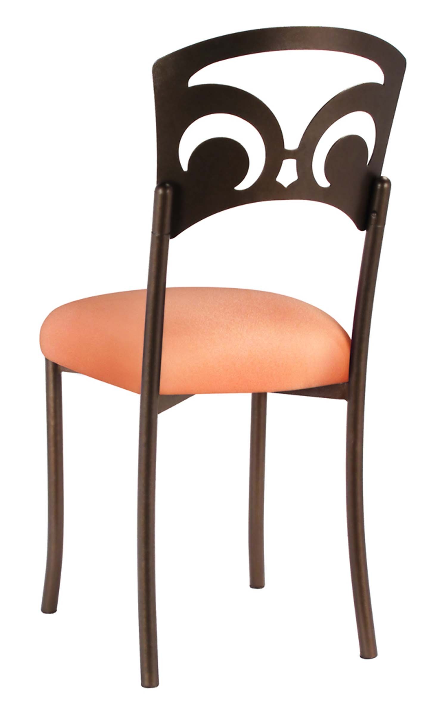 Bronze Fleur de Lis with Cantaloupe Stretch Knit Cushion – Chameleon Chair Collection | Rental