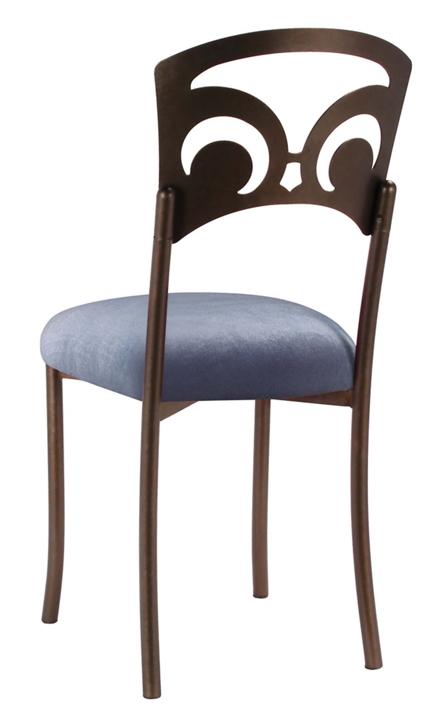 Bronze Fleur de Lis with Steel Velvet Cushion – Chameleon Chair Collection | Rental