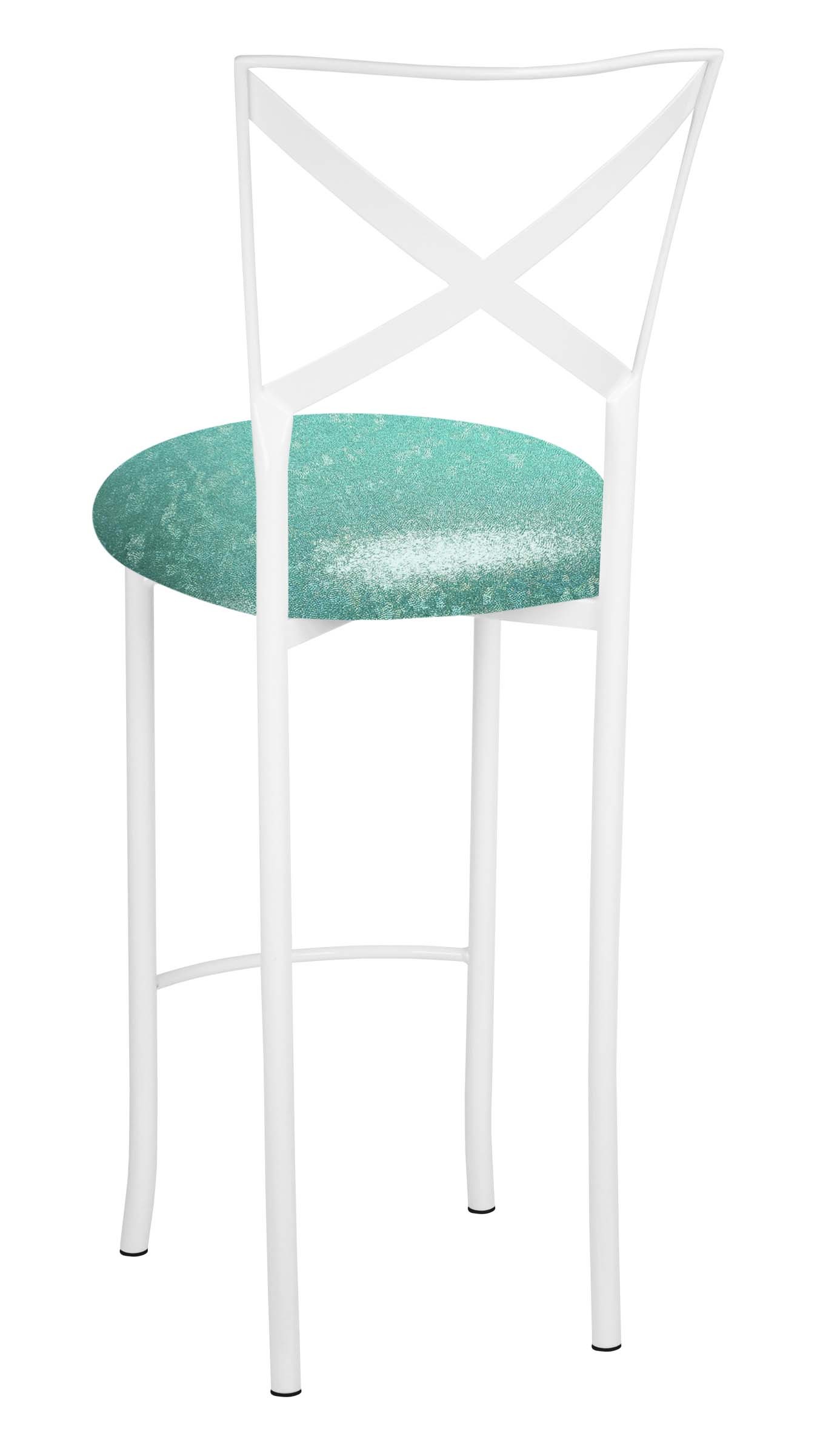 Simply X White Barstool with Mermaid Stretch Knit Cushion – Chameleon Chair Collection | Rental