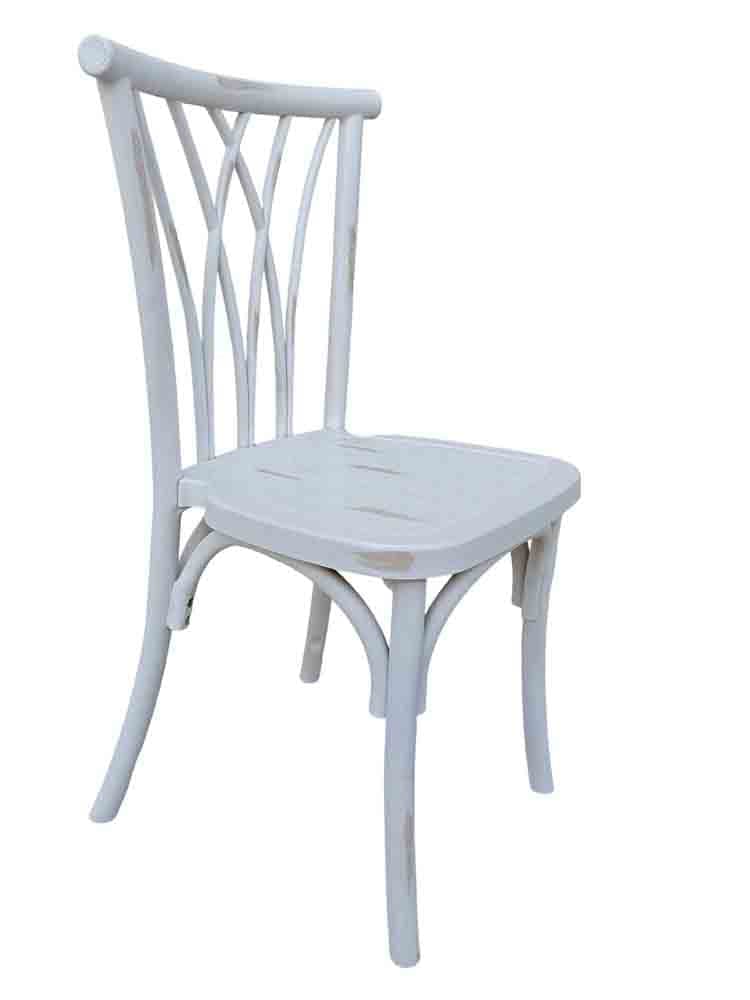White Distressed Steel Skeleton™ Willow Chair | Rental White Distressed Steel Skeleton™ Willow Chair | Rental