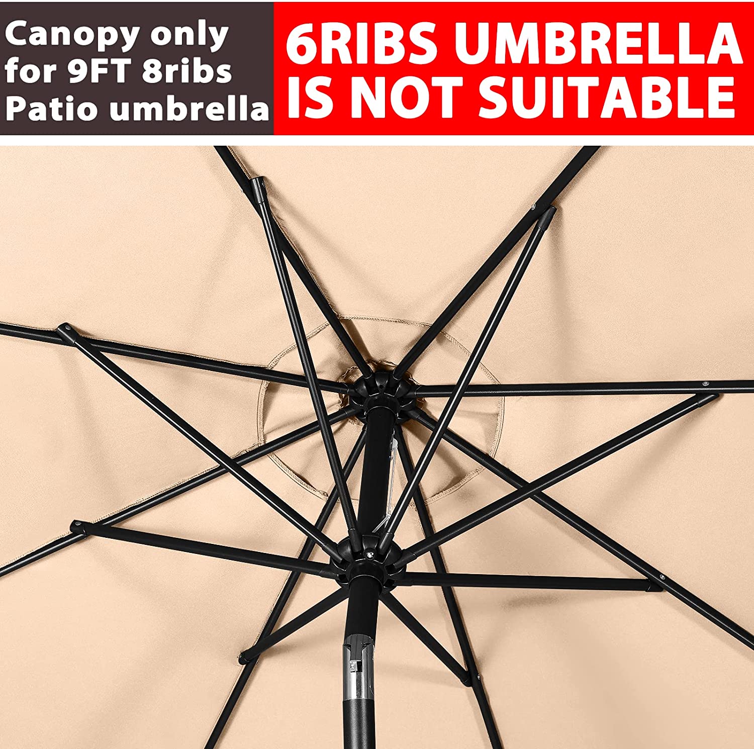 Part | 9′ Market Umbrella Top Only | Light Beige | Rental Part | 9′ Market Umbrella Top Only | Light Beige | Rental