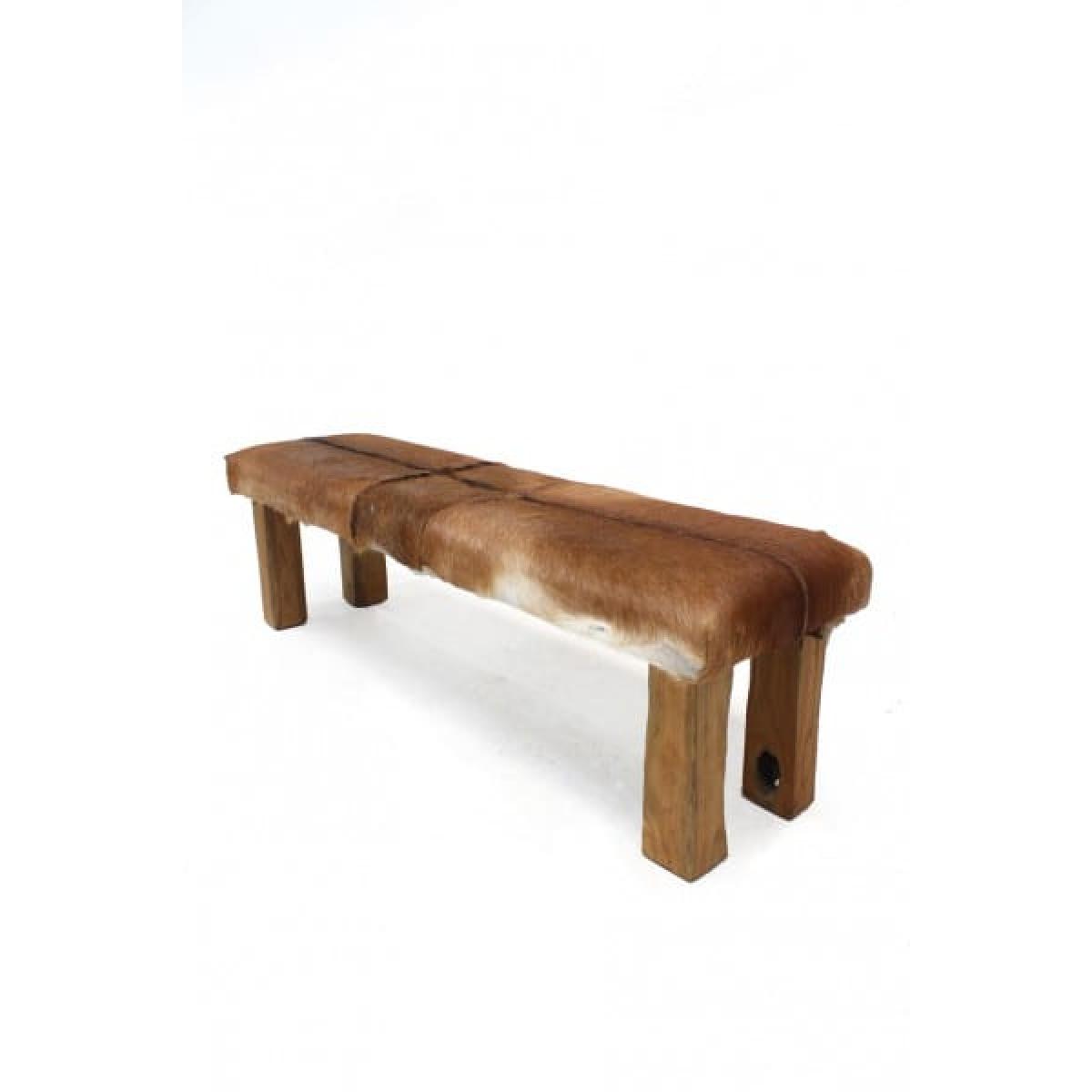 Rustic Goat Skin Bench – Medium Rental | Rental