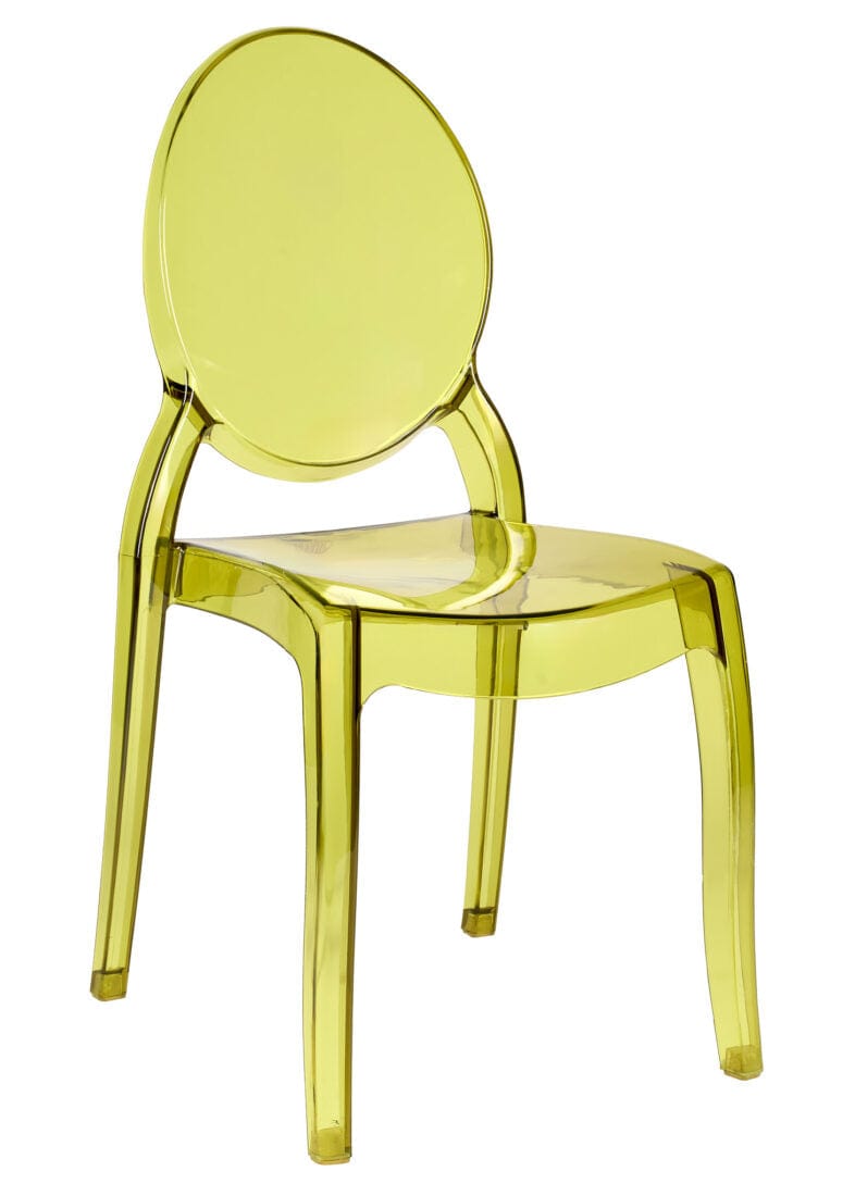 Vintage Green Clear Resin Oval Back Sophia Ghost Chair | Rental