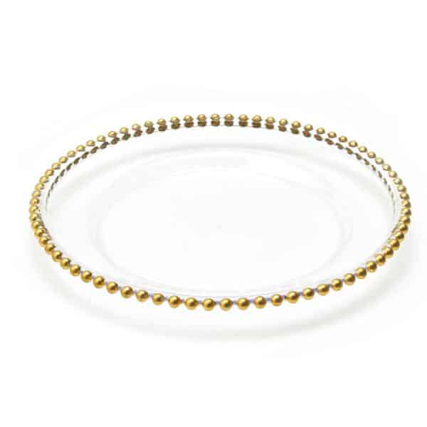 Decostar™ 12.5in Plastic Charger Plate with Beaded Rim 12½” – Gold – 24 Pack | Rental
