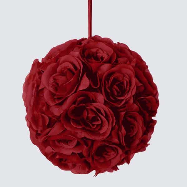 Decostar™ Rose Silk Flower Pomander Kissing Ball 10″ – Burgundy | Rental Decostar™ Rose Silk Flower Pomander Kissing Ball 10″ – Burgundy | Rental
