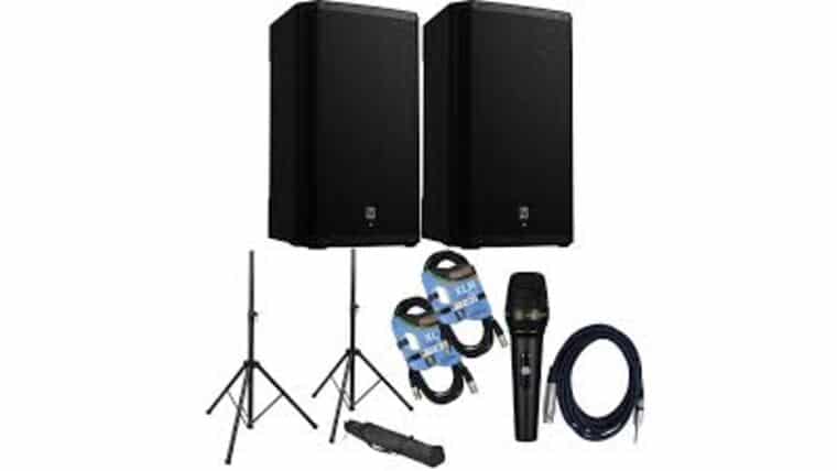 (2) Electro-Voice ZLX-15P-G2 15″ 1000W Powered Speaker, (2) Speaker Stands, (2) XLR Cable, PSG Audio C350 Bundle | Rental