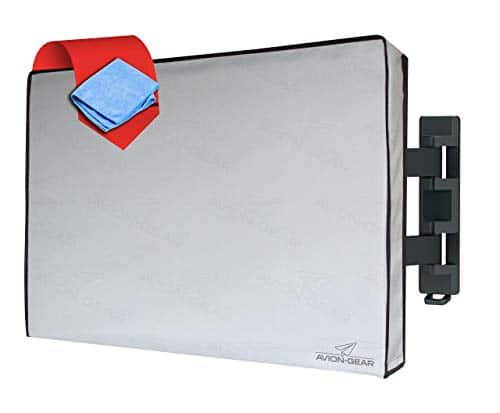Outdoor TV Cover – 60″ – 65″ | Free Microfiber Cloth | Weatherproof Protection for 60″ – 65″ Flat Screen, LED, LCD, Plasma Screens – Fits Wall & Standard Mounts – Grey | Rental