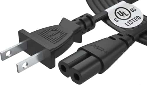 Pwr TV Power Cord 6 Ft Cable for Samsung LG TCL Sony: UL LISTED 2 Prong AC Wall Plug 2-Slot LED LCD Insignia Sharp Toshiba JVC Hisense Electronics UN65KS8000FXZA UN40J5200AFXZA 43U | Rental