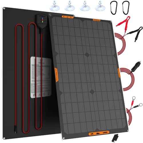 OYMSAE 30 Watt 12 Volt Solar Panel Solar Trickle Charger 30W 12V Portable Solar Battery Charger & maintainer with Cigarette Lighter Plug & Alligator Clip | Rental