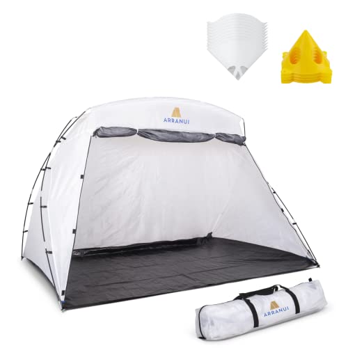 ARRANUI Large Spray Paint Tent with Built-in Easy Clean Floor – Portable DIY Hobby Painting Booth – Outdoor Station or Indoor Studio – Complete with Lawn Stakes, Carry Bag and 10pk | Rental