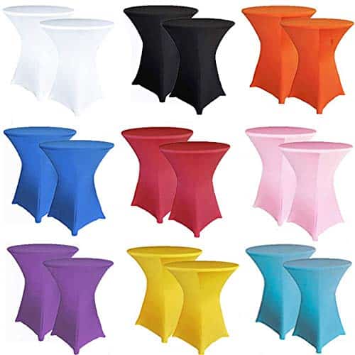 RELIANCER 2 Pack Cocktail Table Covers,30″x42″ Fitted Spandex Tablecloth,Stretch Round Highboy Tables Cover,Elastic High Top Table Cloths for Outdoor Party,Wedding,Bar,Birthday,Ban | Rental