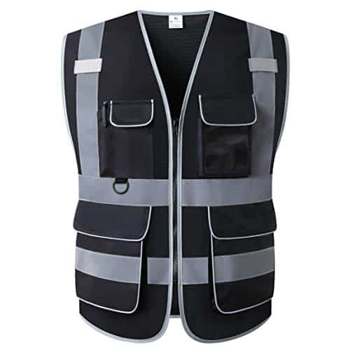 LOHASPRO Safety Vest High Visibility – Mesh Reflective Vest with Pockets for Men & Women – ANSI/ISEA Standards (Large, Black 01) | Rental