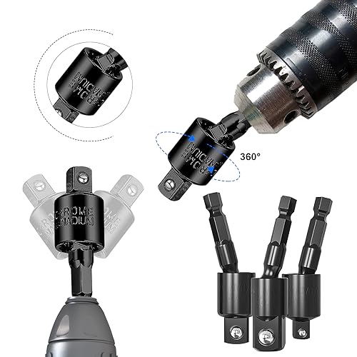 YENJO Flexible Drill Bit Extension Set, Include 1/2 3/8 1/4 inch Universal Socket Adapter & 105° Right Angle Drill 3pcs Drill Bit Holder & Universal Socket Grip & Screwdriver Bit K | Rental