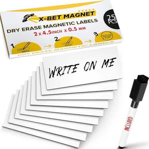 Magnetic Labels Dry Erase for Metal Shelving and Whiteboards – Dry Erase Magnetic Strips – Sticky Labels and Stickers – Blank Write On Magnets – Writable Flexible Magnet Sheet for | Rental