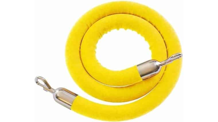 Stanchion Rope | 6′ | Yellow | Polished Steel | Rental
