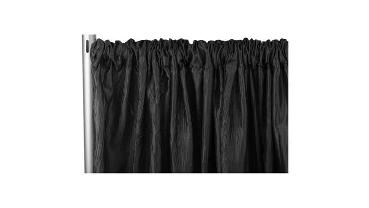10′ Accordion Crinkle Taffeta Drape/Backdrop Starter Kit – Black | Rental