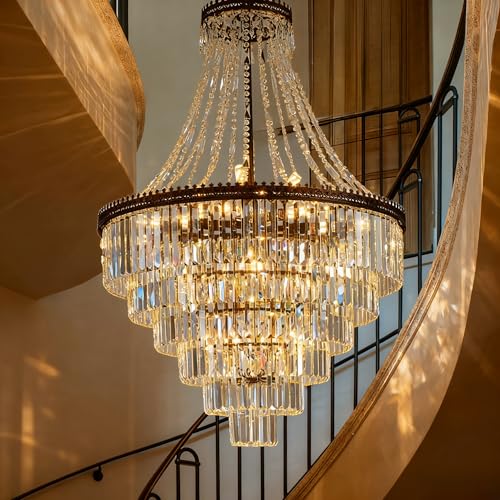 ELGOBST French Empire Crystal Chandelier Antique Bronze Vintage Pendant Light Large Farmhouse Chandeliers Ideal for High-Ceiling Stairwells,Entryways,Dining Room Living Room W31 × | Rental ELGOBST French Empire Crystal Chandelier Antique Bronze Vintage Pendant Light Large Farmhouse Chandeliers Ideal for High-Ceiling Stairwells,Entryways,Dining Room Living Room W31 × | Rental