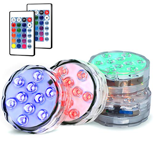 Novelty Place Submersible Led Light 4X Multicolor Waterproof Underwater Remote Controlled Lighting – Decoration for Pool, Centerpiece, Wedding and Party – 10 LEDs, 16 Colors and 4 | Rental