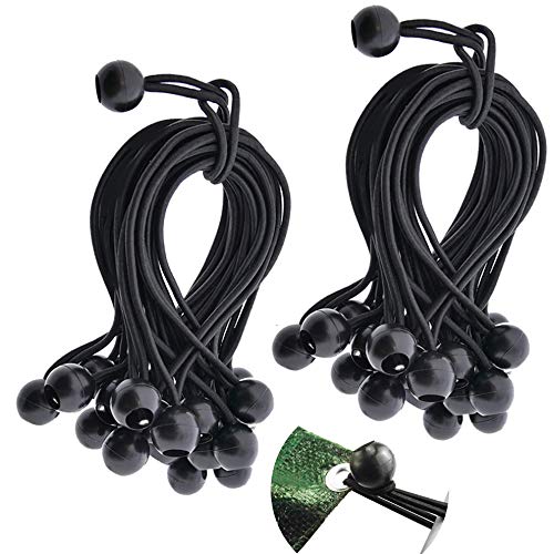 9 inch Ball Bungee, Eau 50 Pack Tarp & Canopy Shock Cords, Tarp Tie Down Straps for Projector Screen, Soccer Goals, Tarp, Childproofing, Canopy, Motor Homes, Camping | Rental