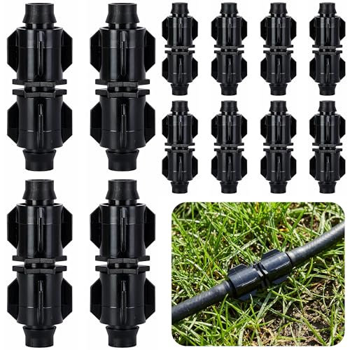 Mizelu 12 Pcs ABS Drip Irrigation Coupling, Quick Connect Drip Irrigation Tubing Connectors, Anti-Leak Garden Irrigating Coupling Parts for 1/2” 5/8” 0.71” Tubing Outdoor Wateri | Rental