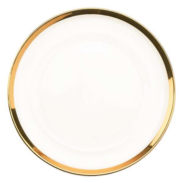 Decostar™ Glass Charger Plate 13″ – 8 Pieces – Gold Rim | Rental