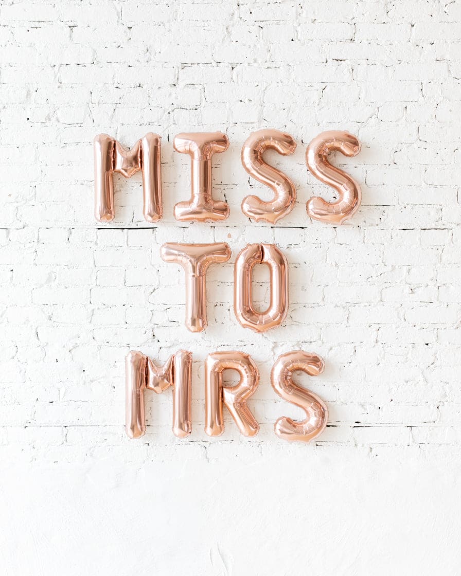 16in Rose Gold MISS TO MRS Foil Balloon Set | Rental