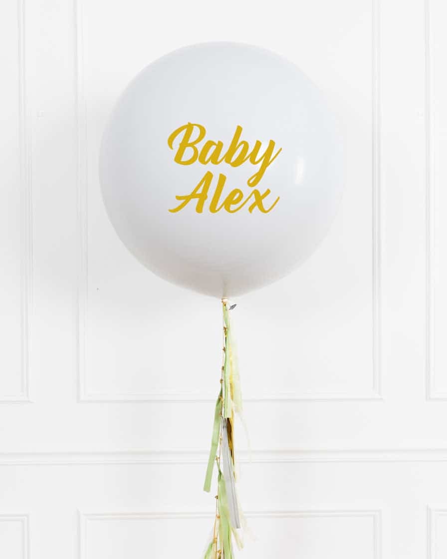 Botanical – Personalized BABY NAME Giant Balloon with Tassel | Rental