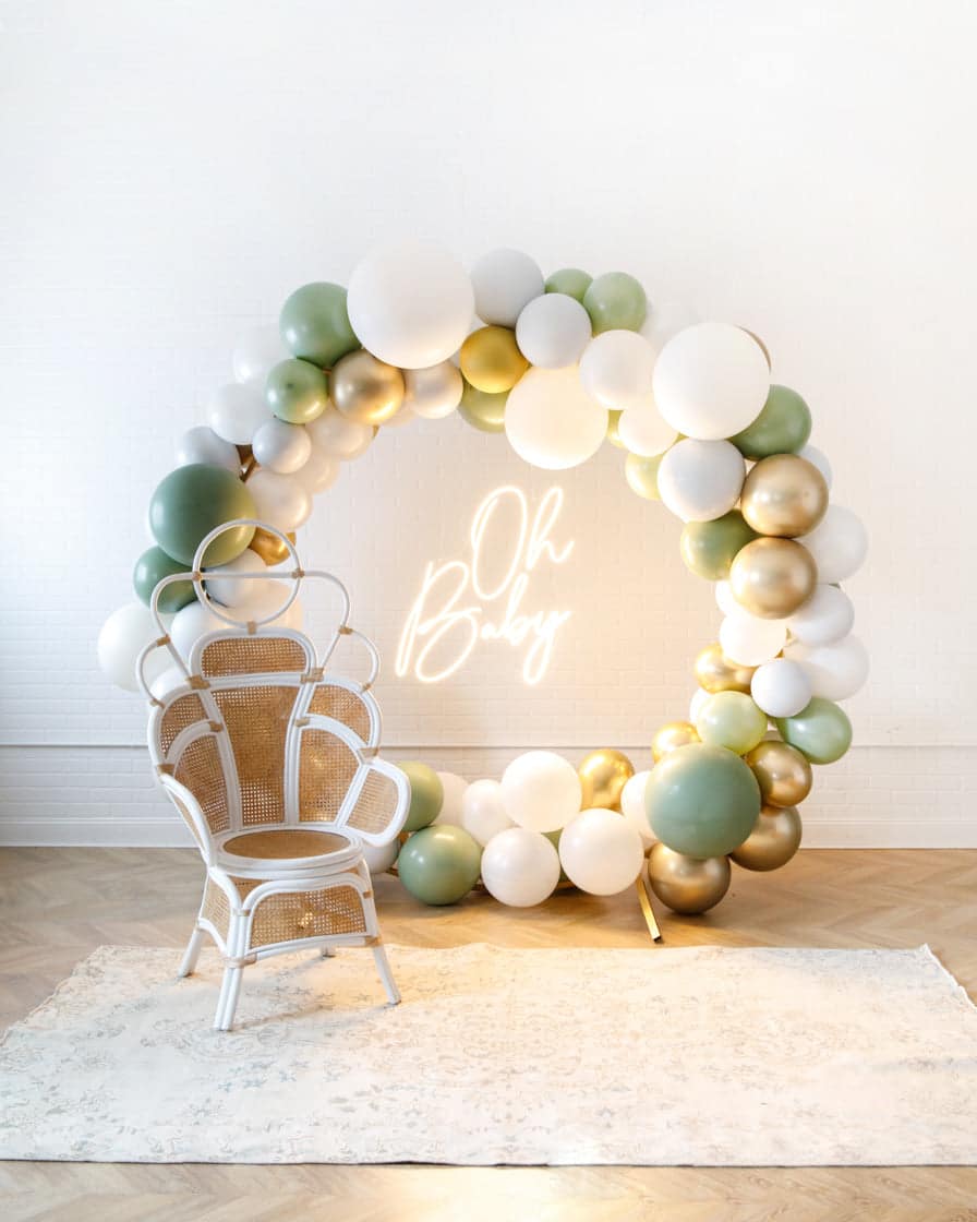 Botanical – Circle Frame Install Piece with Neon Sign | Rental
