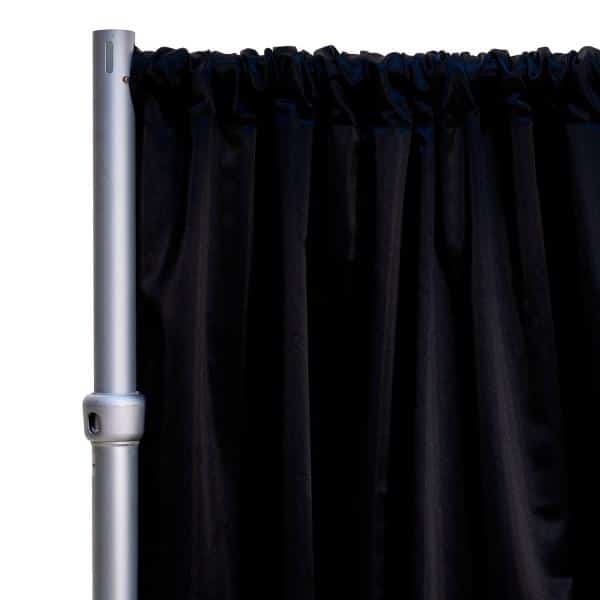 *FR* LUXE Satin Drape Panel by Eastern Mills (59″ Wide) w/ 4″ Sewn Rod Pocket – Black | Rental