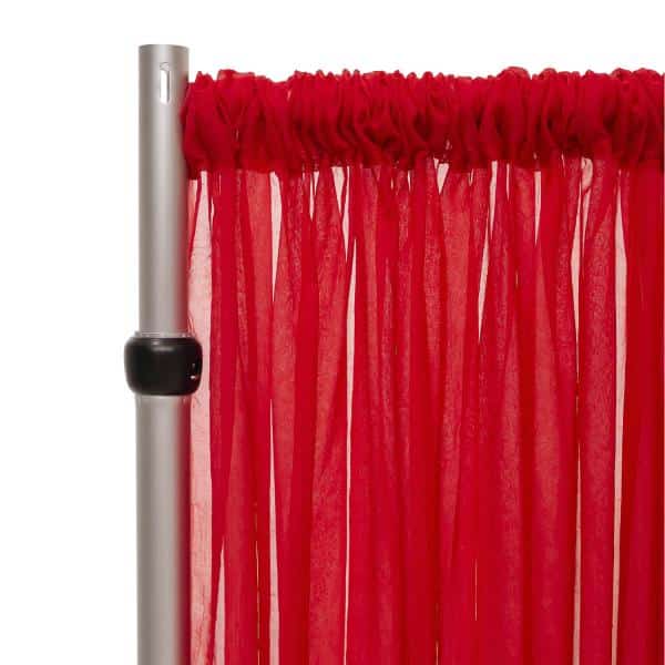 *FR* 10ft Wide Sheer Voile Curtain Panel by Eastern Mills w/ 4″ Pockets – Red | Rental *FR* 10ft Wide Sheer Voile Curtain Panel by Eastern Mills w/ 4″ Pockets – Red | Rental