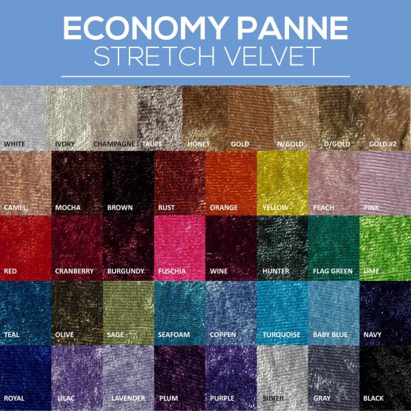 Fire Retardant Economy Panne Stretch Velvet – 100% Polyester – By The Yard – 60″ Width | Rental