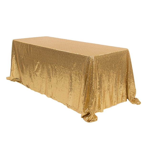 Rectangle 90″ x 156″ Sequin Tablecloth by Eastern Mills – Premium Quality – Gold | Rental Rectangle 90″ x 156″ Sequin Tablecloth by Eastern Mills – Premium Quality – Gold | Rental