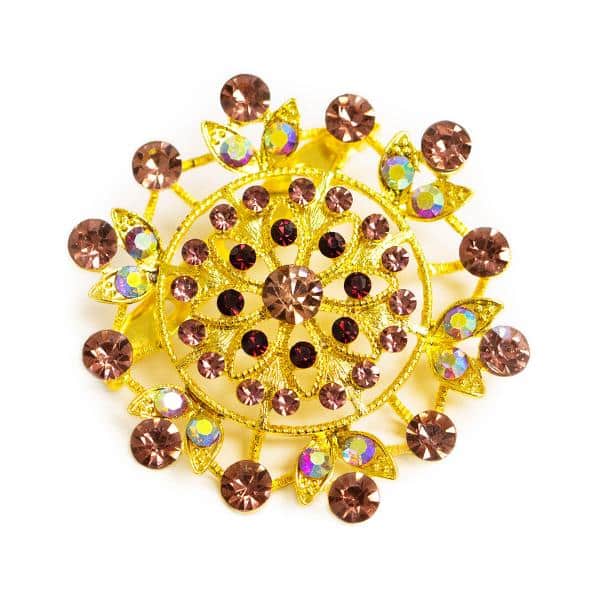 DecoStar™ Iridescent Diamond Encrusted Firework Brooch in Gold | Rental DecoStar™ Iridescent Diamond Encrusted Firework Brooch in Gold | Rental