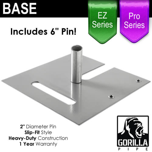 Pro & EZ Series – 18in x 18in Heavy Duty Base w/ 6″ x 2″ Pin (Up to 14ft) | Rental Pro & EZ Series – 18in x 18in Heavy Duty Base w/ 6″ x 2″ Pin (Up to 14ft) | Rental