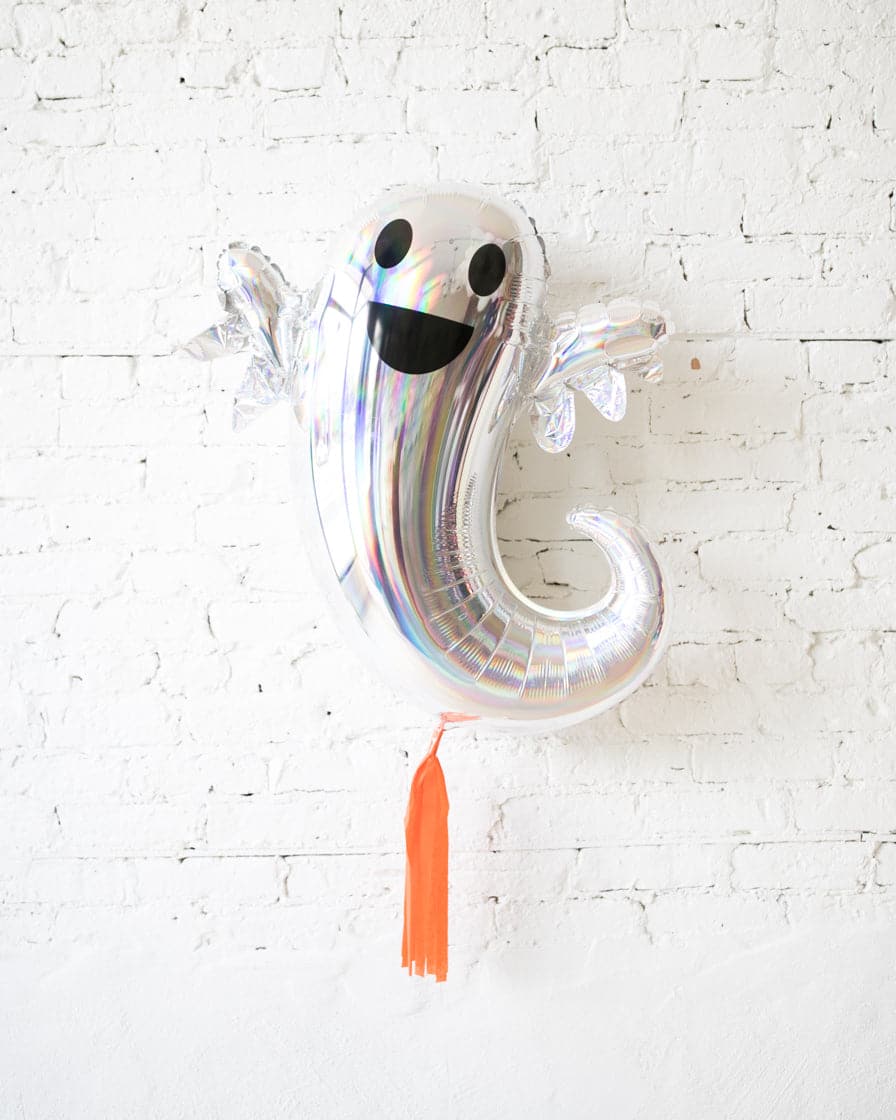 25in Ghost Foil Balloon with Orange Skirt | Rental