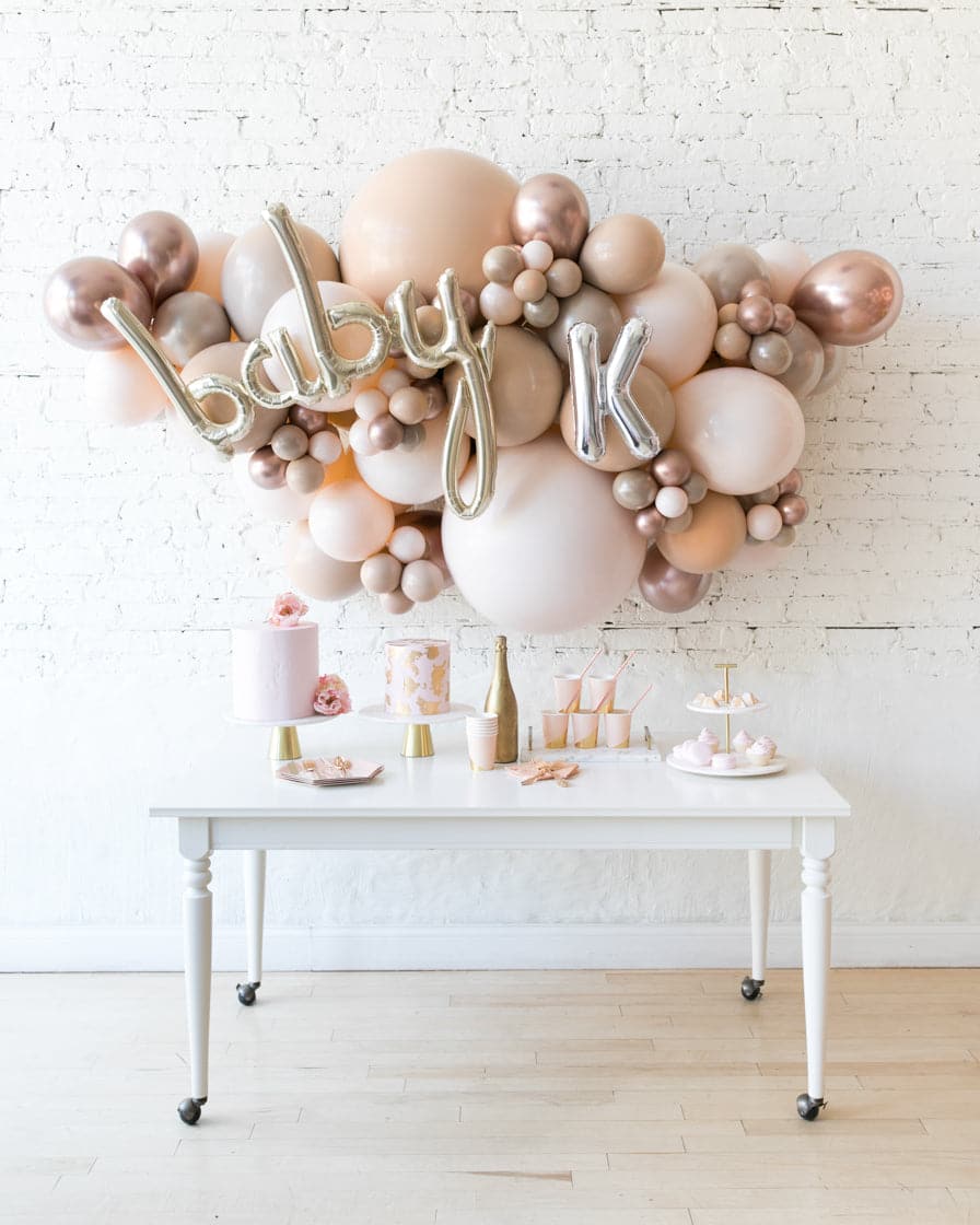 Glam Tan – Personalized Backdrop Balloon Garland Install Piece – 6ft | Rental Glam Tan – Personalized Backdrop Balloon Garland Install Piece – 6ft | Rental