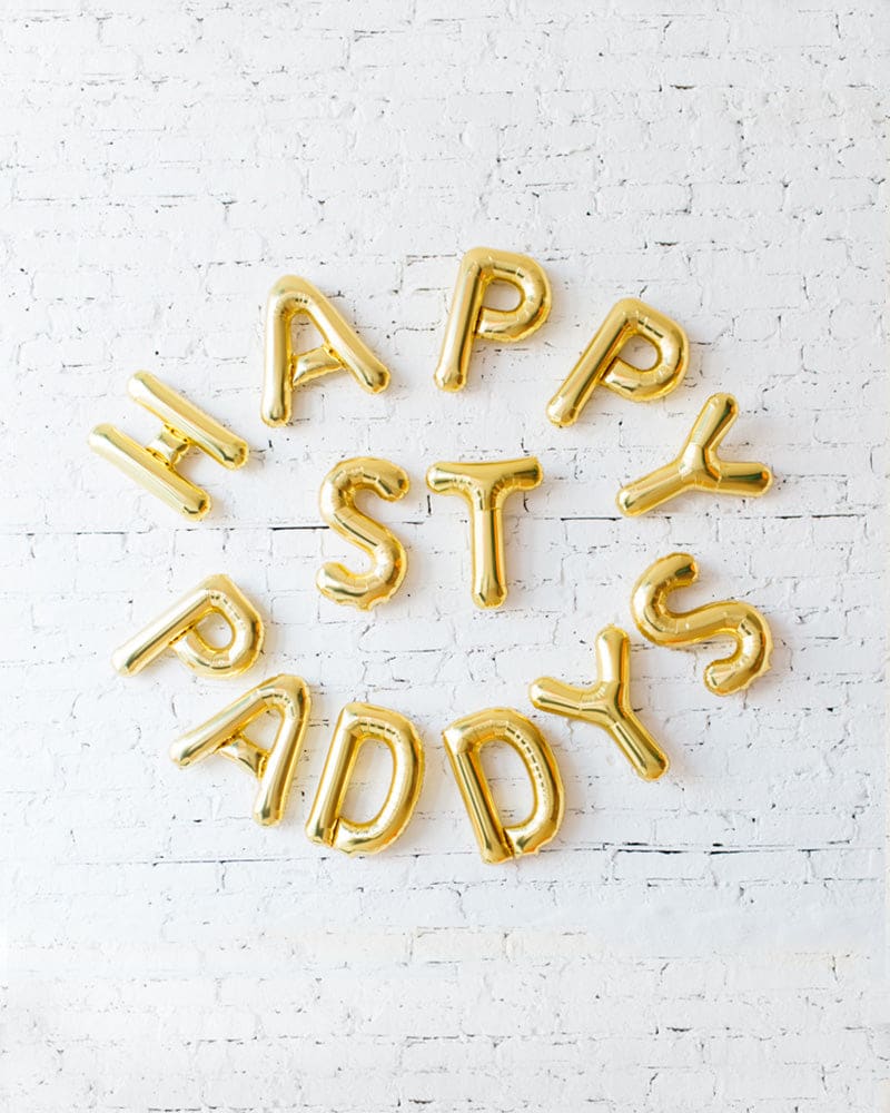 St. Patrick’s Day – 16in Gold HAPPY ST PADDYS Foil Letters Set | Rental St. Patrick’s Day – 16in Gold HAPPY ST PADDYS Foil Letters Set | Rental