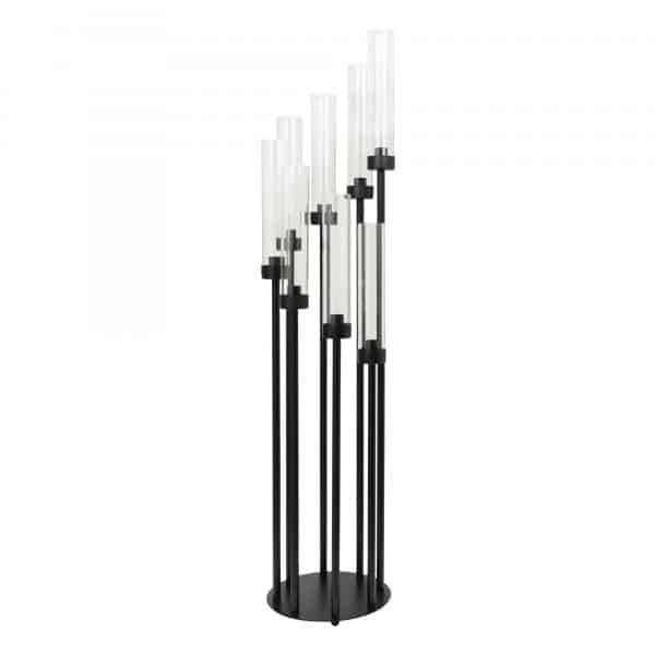 Decostar™ Round Eight Arm Cluster Candle Holder 42″- Black | Rental