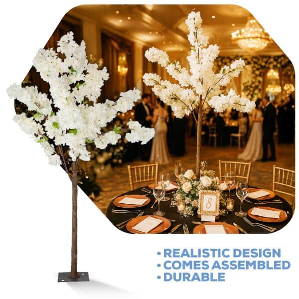 4.5ft Artificial Hydrangea Bloom Tabletop Centerpiece Tree — White | ModTree™ Collection | Rental