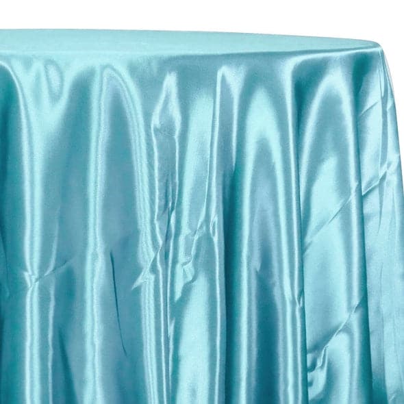 Bridal Satin Table Linen in Turquoise 141 | Rental Bridal Satin Table Linen in Turquoise 141 | Rental