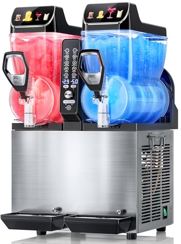 30L Commercial Slushie Machine, 2-Tank Frozen Drink Maker for Margarita Daiquiri Wine Frappe, 8 Gal LED Stand-up Slush Dispenser, Bar Restaurant Party, 1000W Fast Cool, Auto Clean, ETL Listed | Rental