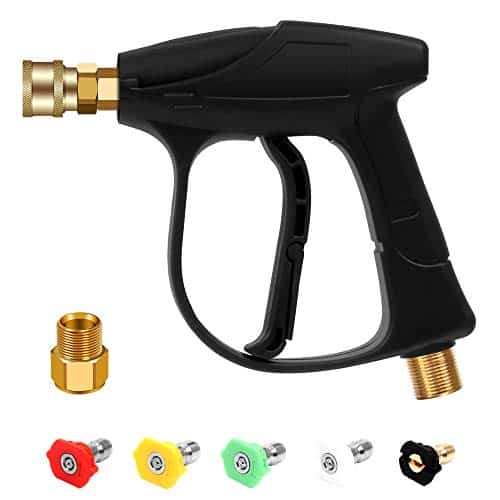 BEETRO High Pressure Washer Gun 4350PSI, Car Washer Gun with 5 Nozzles and M 22 Brass Coupler for Pressure Power Washers | Rental